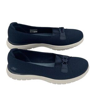 Skechers Womens Navy Blue Slip-On Shoes Size 9.5 Flex Comfort Textured Upper